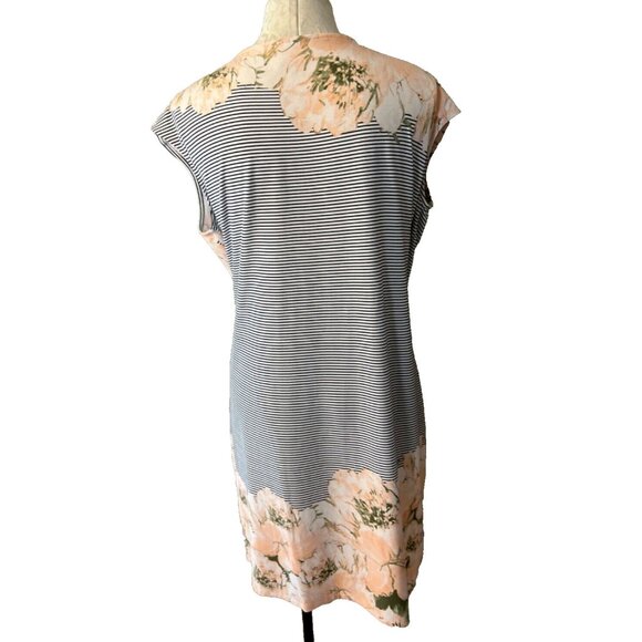 Chicos Shift Dress 3 XL Pink Black White Stretch Short Sleeve Casual Washable - Picture 4 of 8